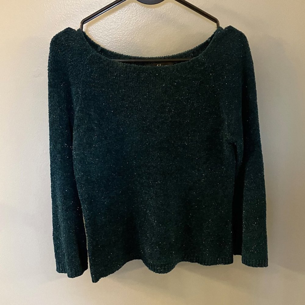 Womens Carole Little Knitwear Dark Teal Metallic Sweater - M